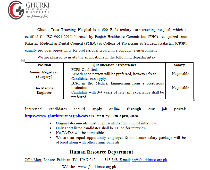 Senior Registrar (Surgery)